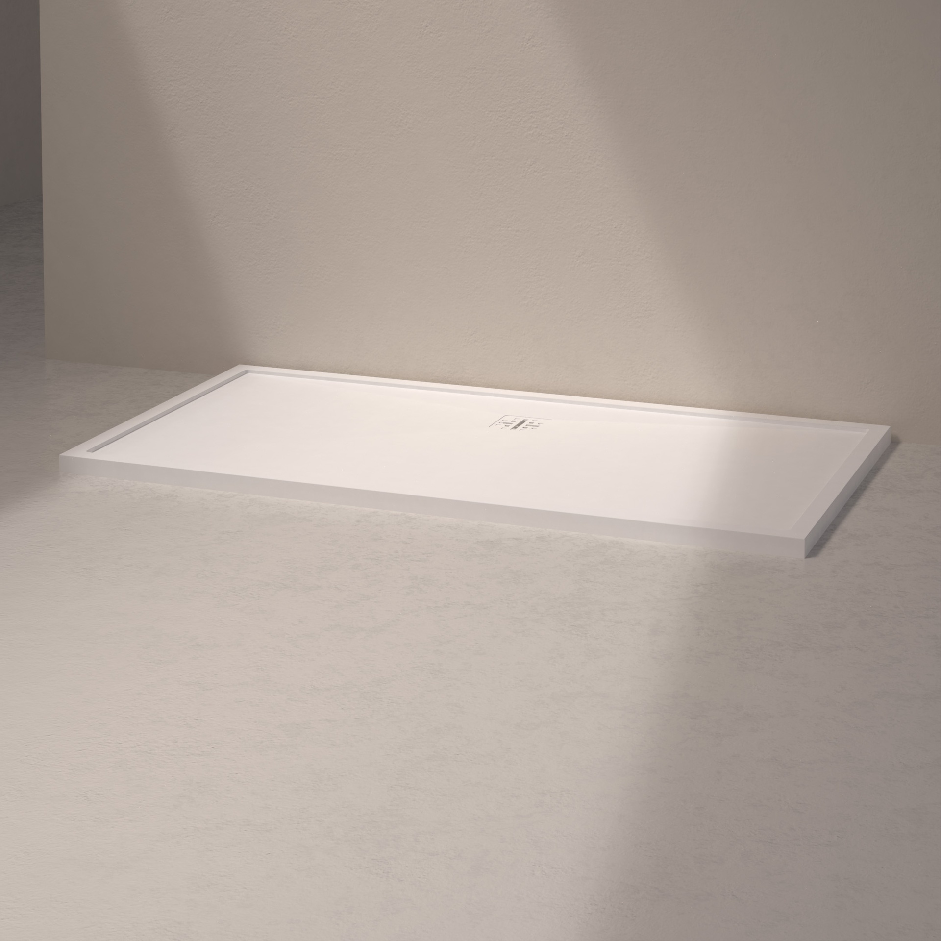 [MSTEL90170-WHITE] Mist shower floor long side drain (170x90, stone white)