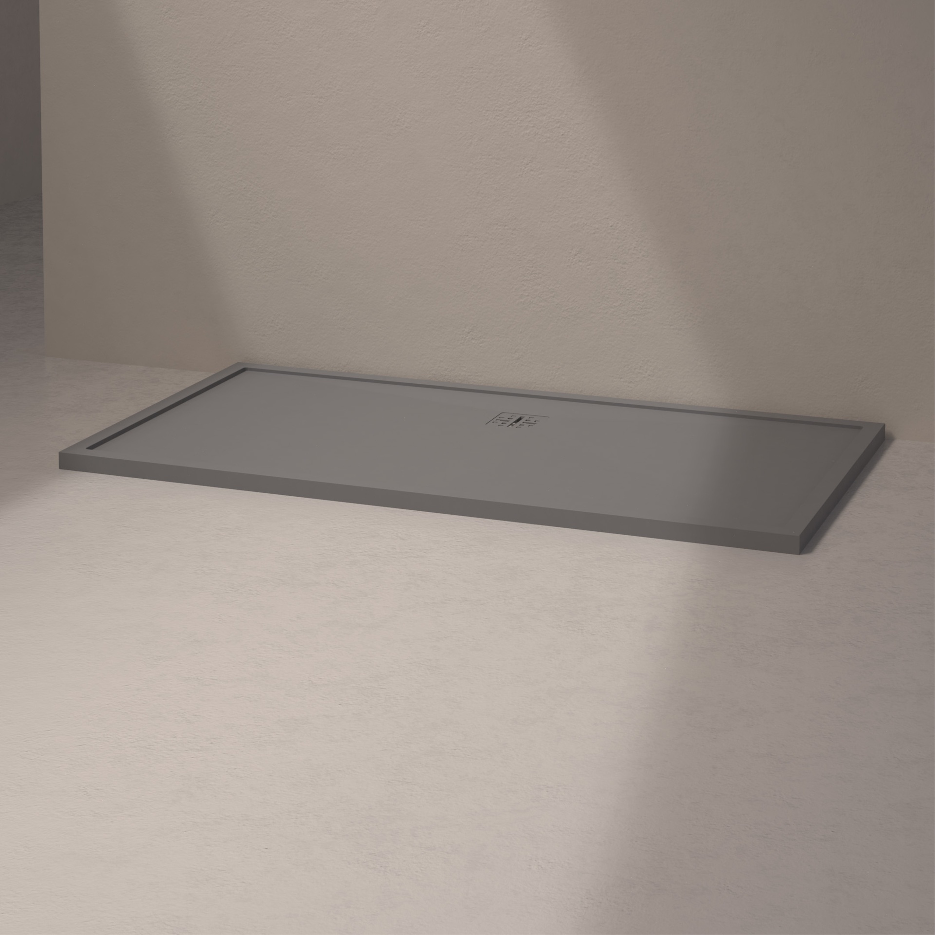 [MSTEL90170-LGREY] Mist shower floor long side drain (170x90, stone light grey)