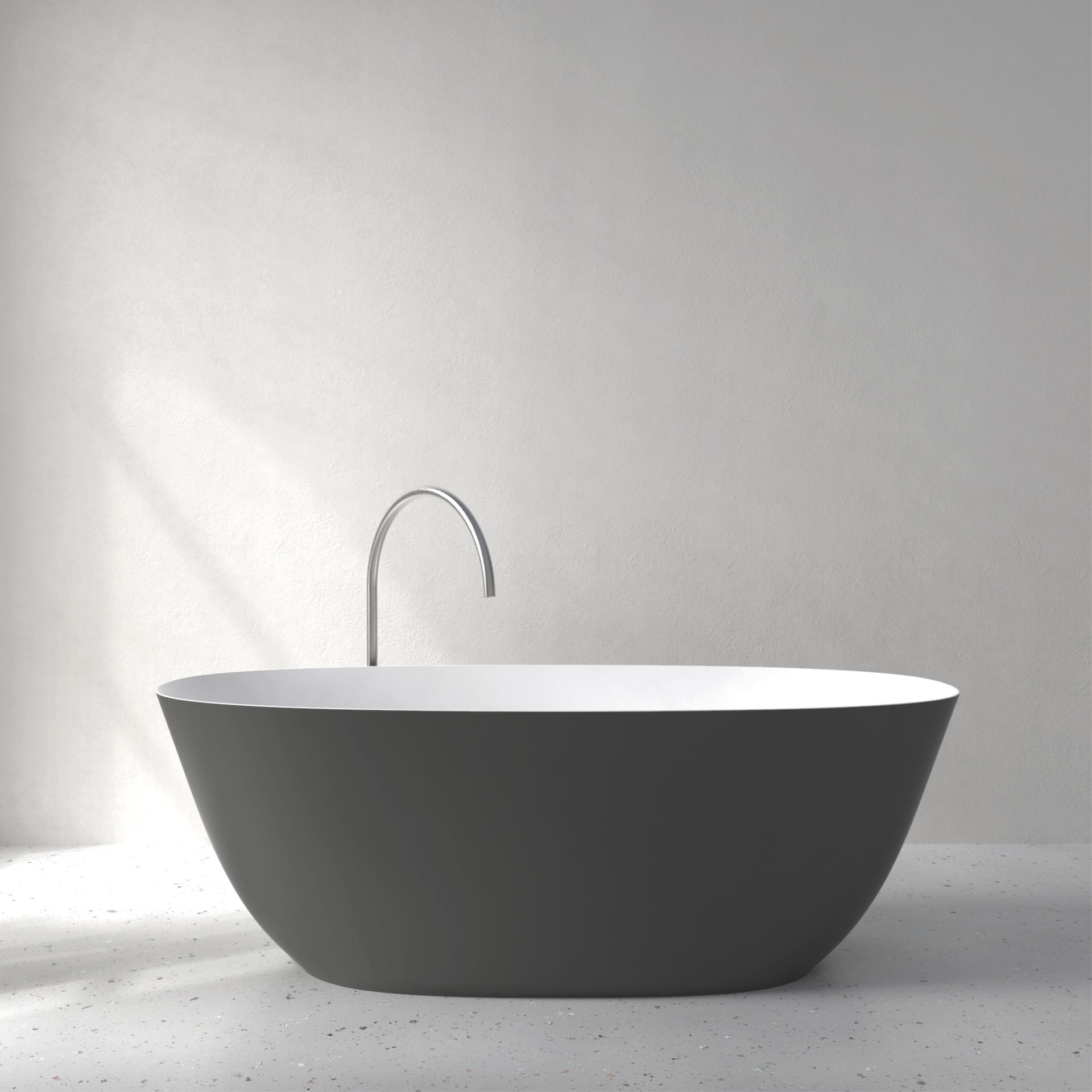 [FFI03-SAGREY] Fine bath with Soft Touch (w1700 x d750 x h580mm, Anthracite Grey)