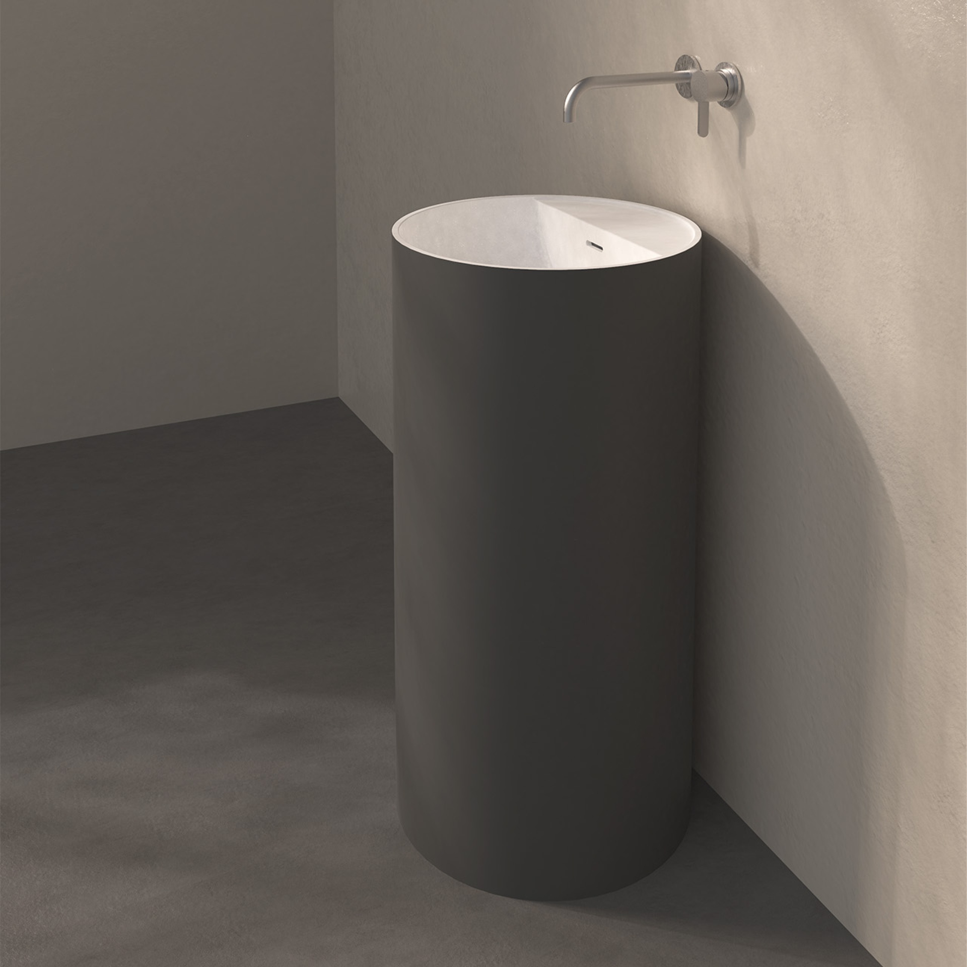 [POS10-SRAL] Pose round Soft Touch (siphon opening in back, no taphole, RAL color)