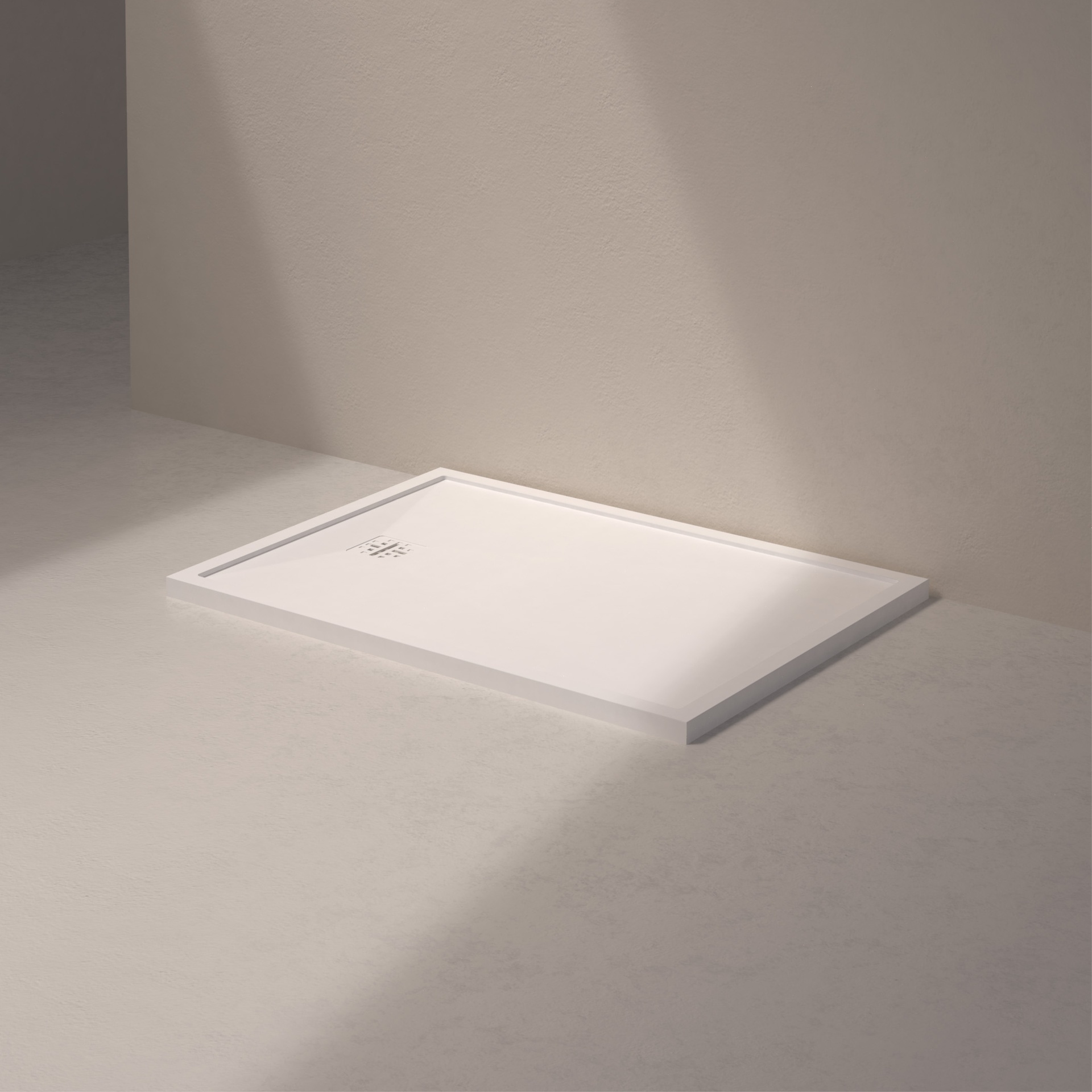 [MSTES90120-WHITE] Mist shower floor short side drain (120x90, stone white)