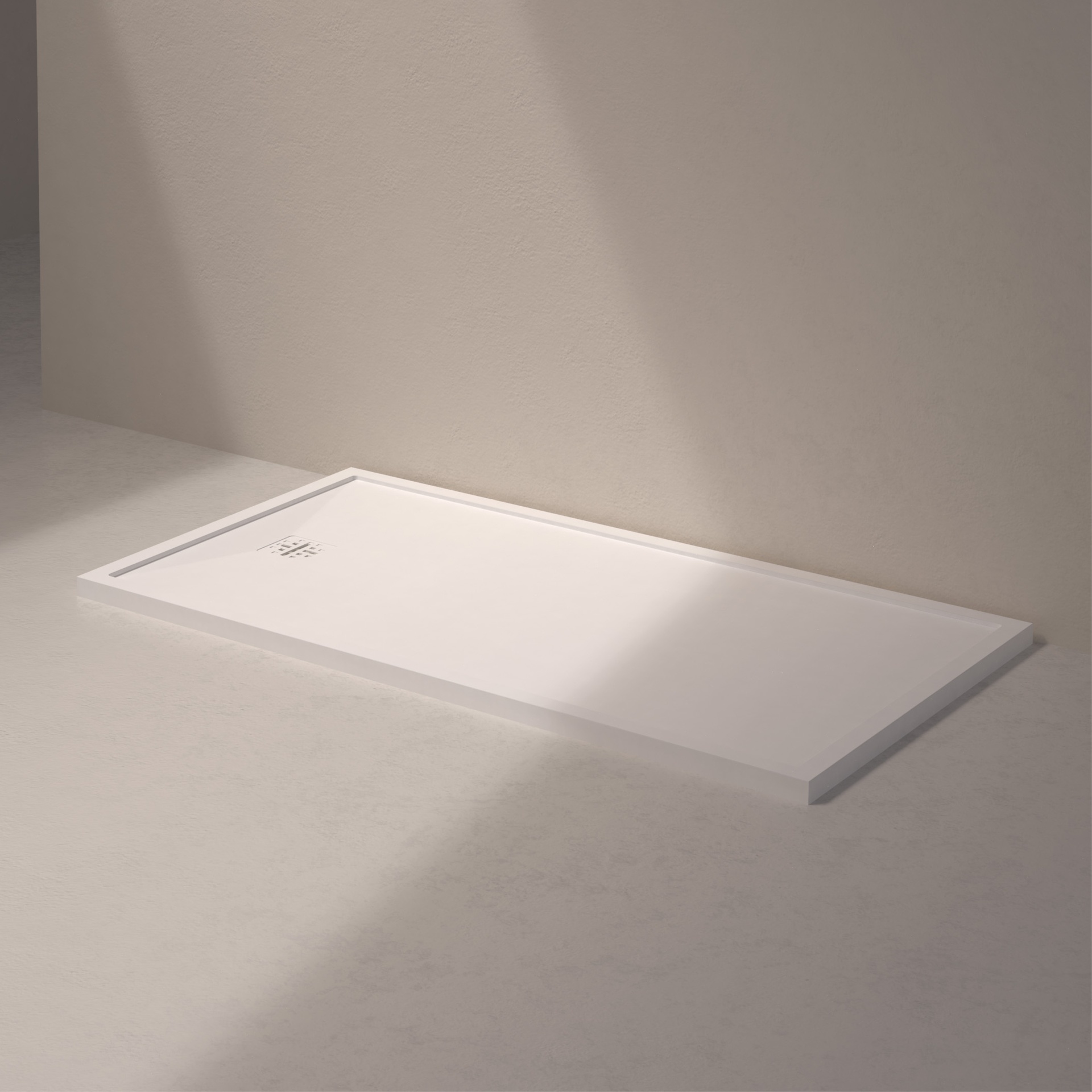 [MSTES90160-WHITE] Mist shower floor short side drain (160x90, stone white)