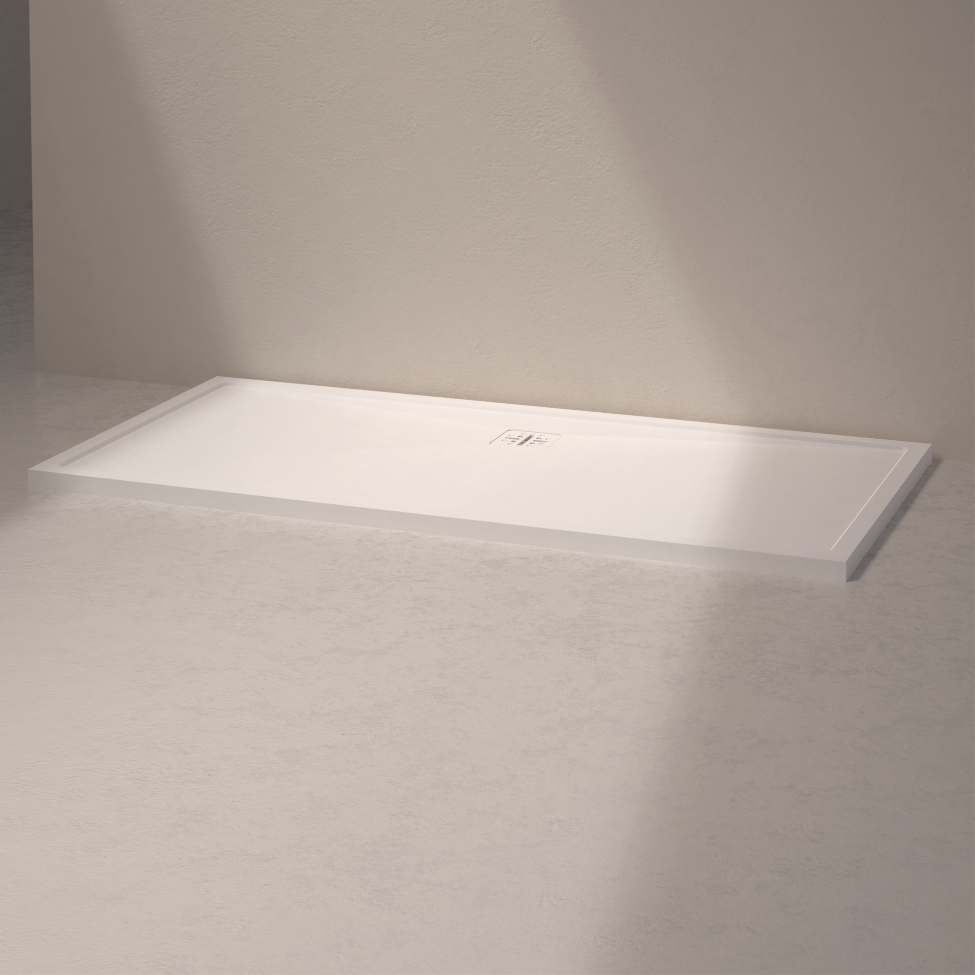 [MSTEL90180-WHITE] Mist shower floor long side drain (180x90, stone white)