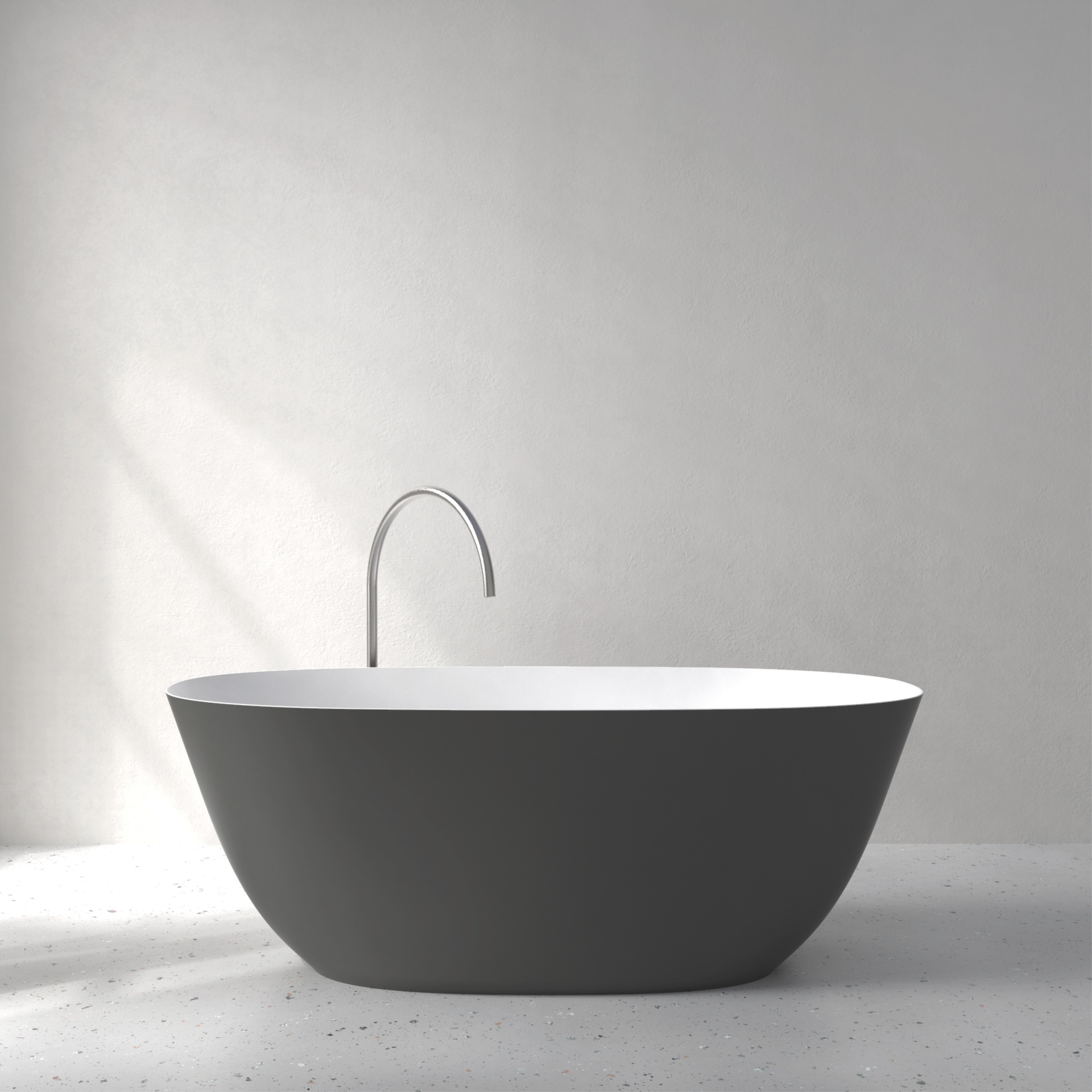 [FFI02-SAGREY] Fine bath with Soft Touch (w1600 x d700 x h580mm, Anthracite Grey)